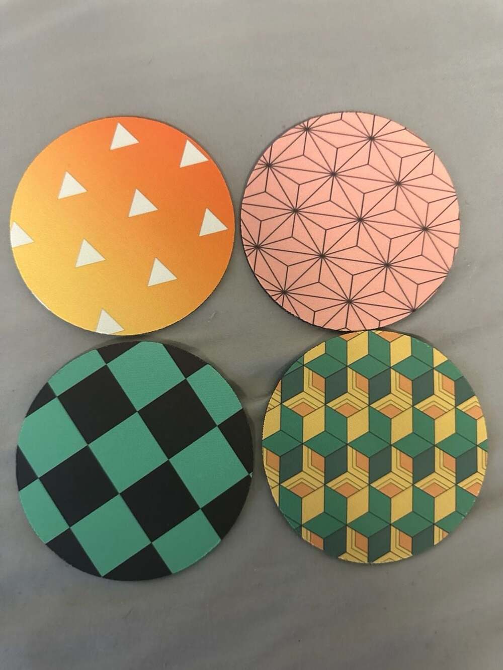 Giyu Pattern Demon Slayer 4 pack of drink coasters- - Top Anime Merchandise